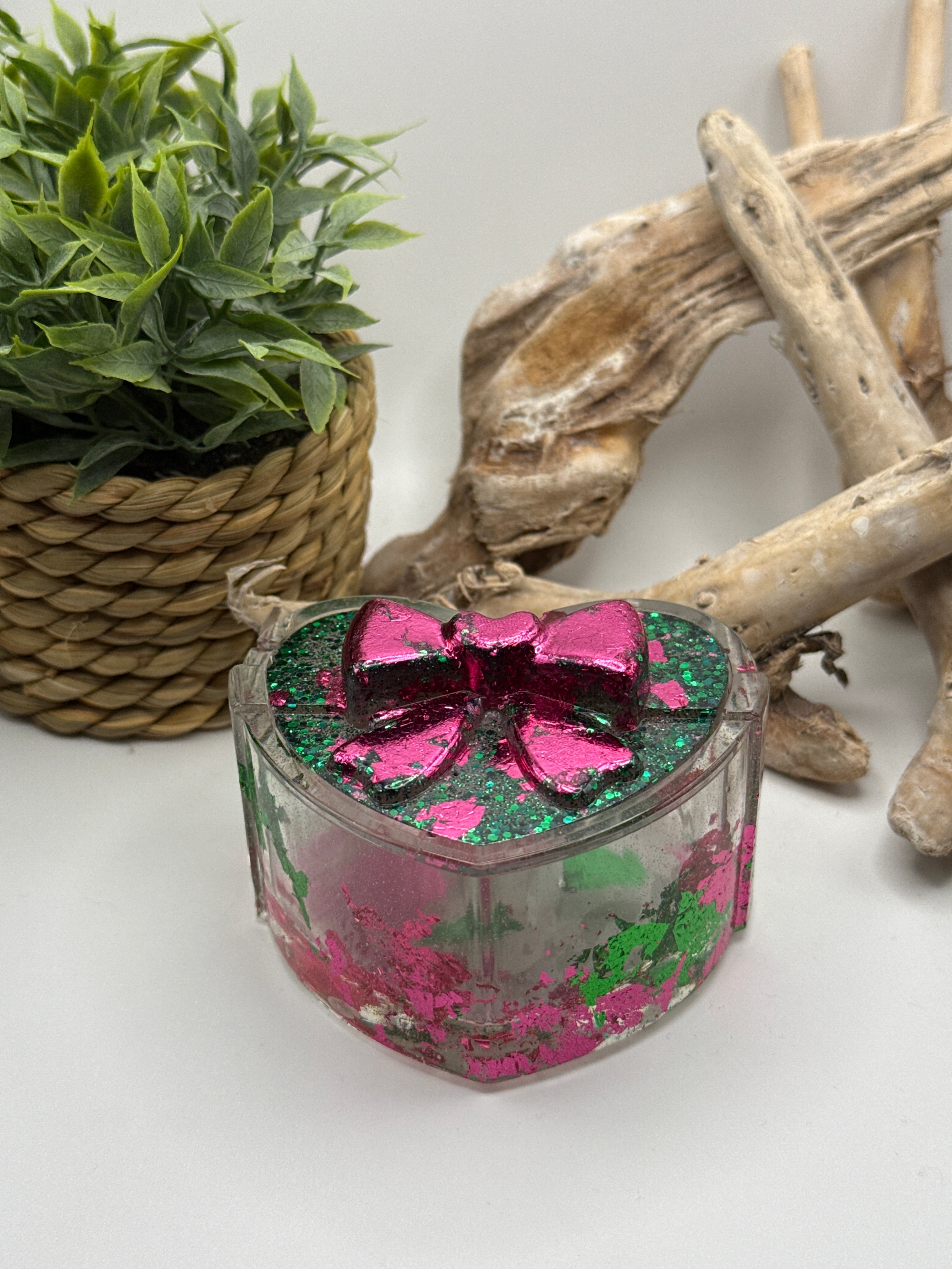 Pink & Green Heart Box