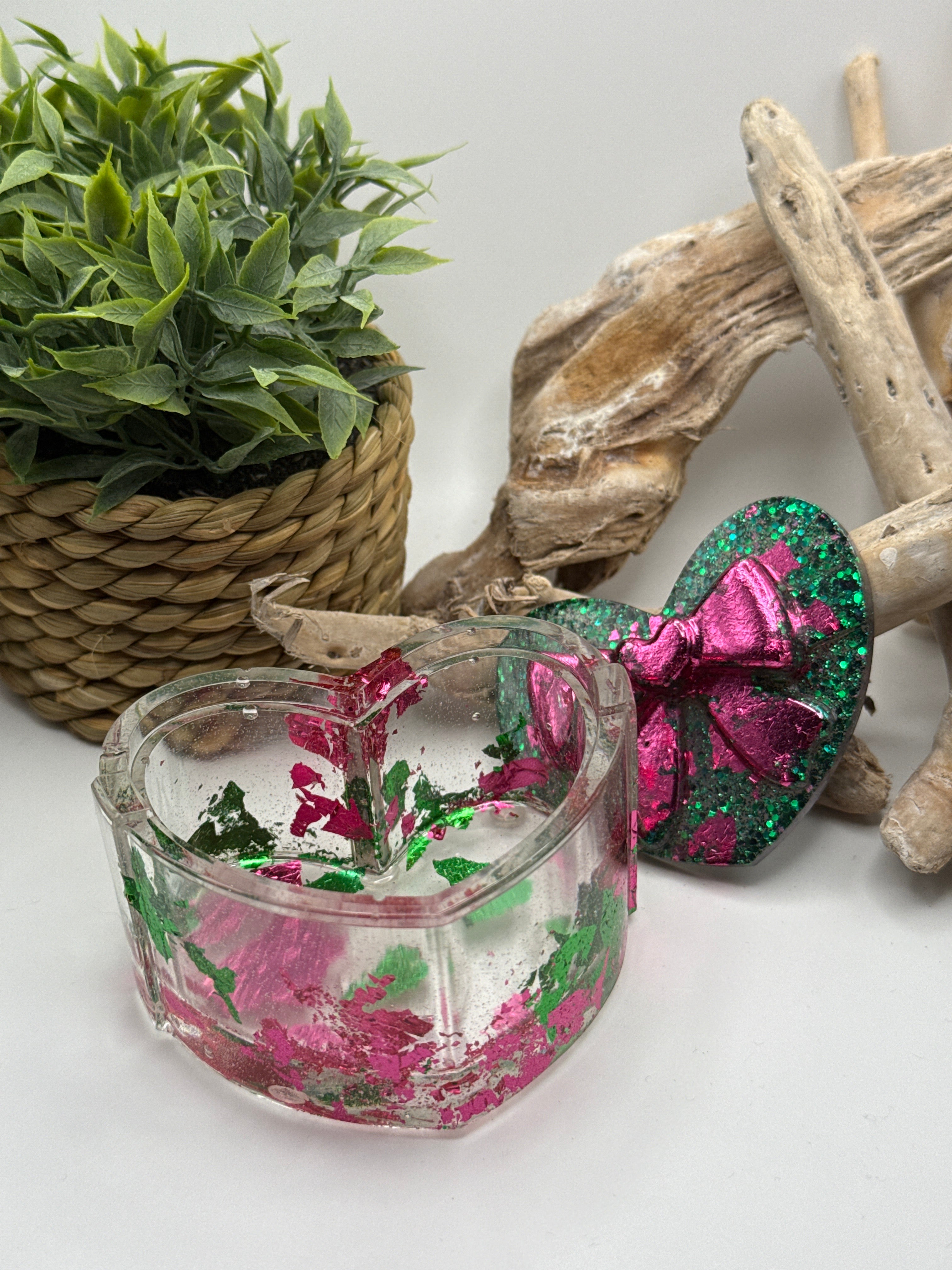 Pink & Green Heart Box